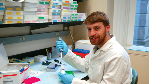 A student working in a lab.